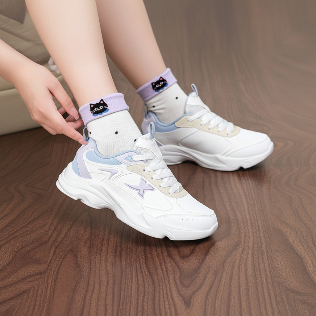 XTEP Hydrogen Wind Technology Low top Casual Running Shoes Women’s White Blue Purple