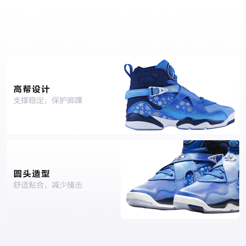 Высокие кроссовки Jordan JordanAir Jordan 8 Retro Snow Blizzard Snowflake GS (синий) — фото 2