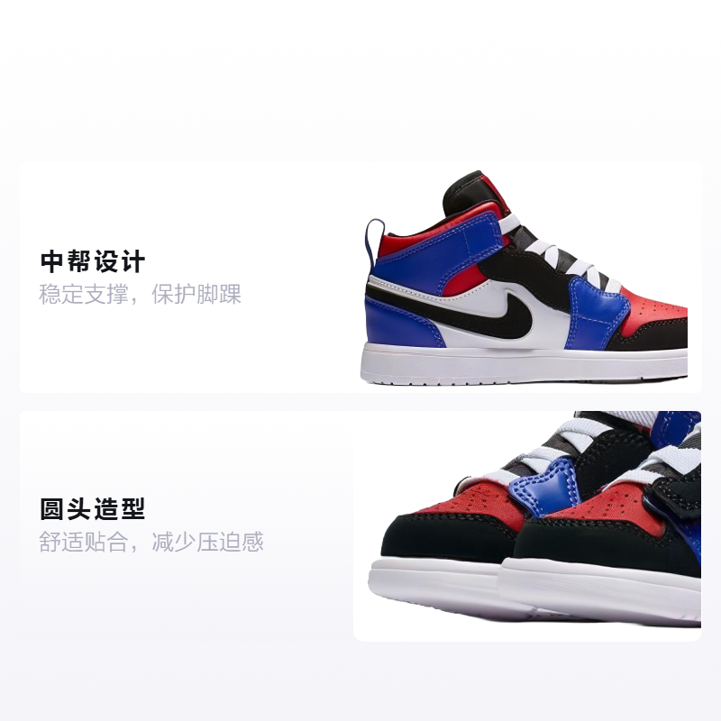 Детские кроссовки Jordan Air Jordan 1 Mid Alt (красно-синие) — фото 2