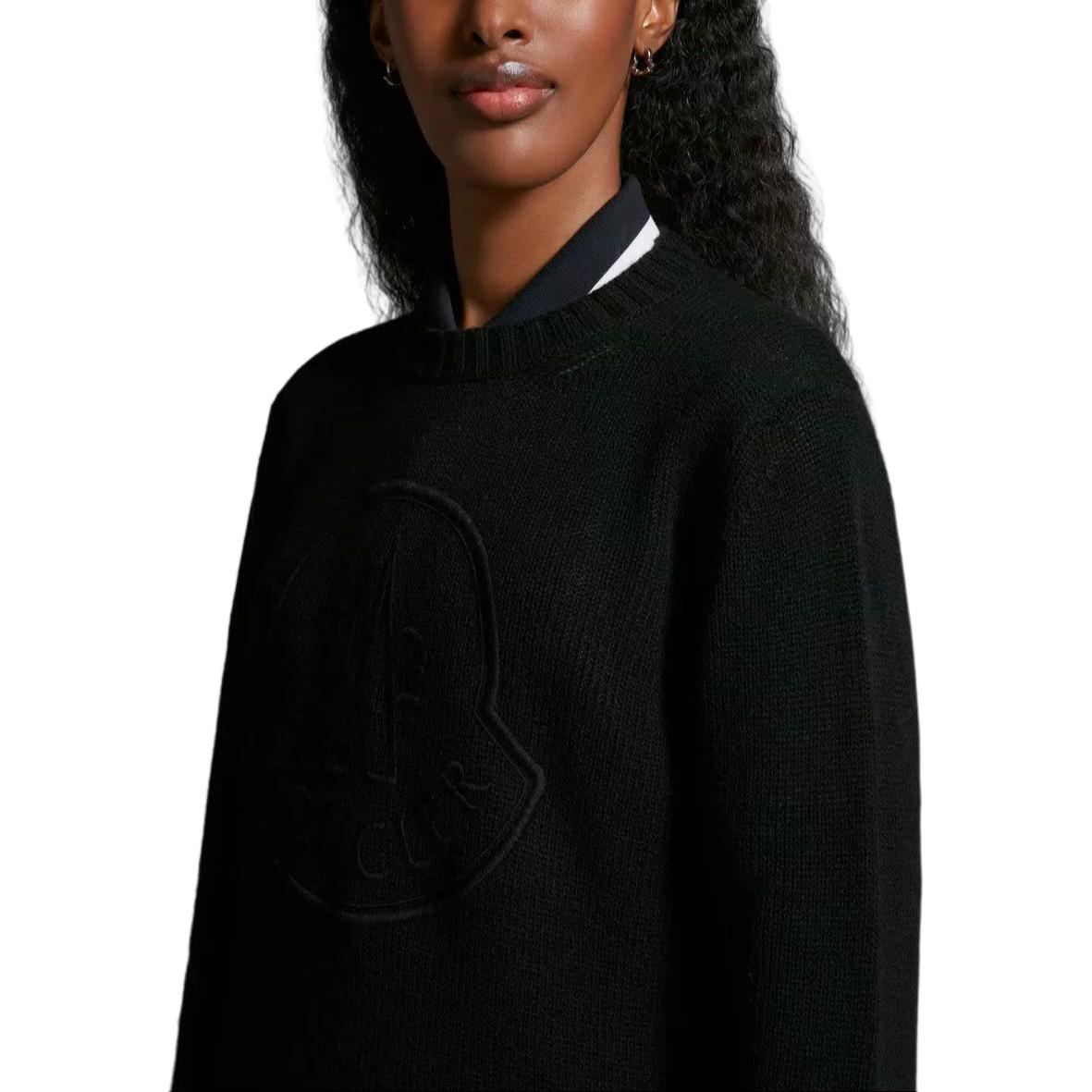 Женские свитер Moncler Embroidered Logo Cashmere Wool Jumper (черный) — фото 3