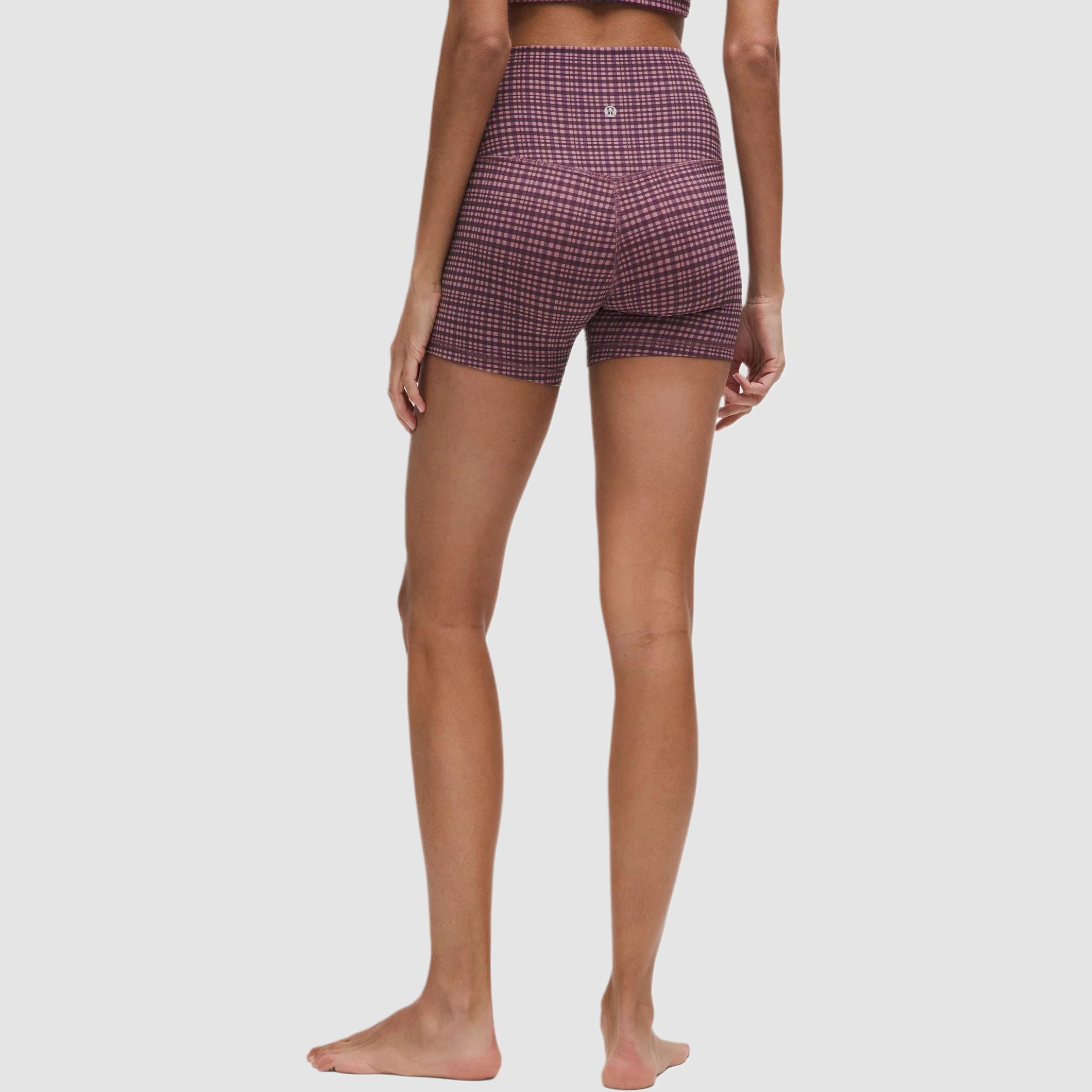 Lululemon Align Yoga Shorts 4′ Women’s Desert Rose Brown Pink Ombre Glossy Plaid