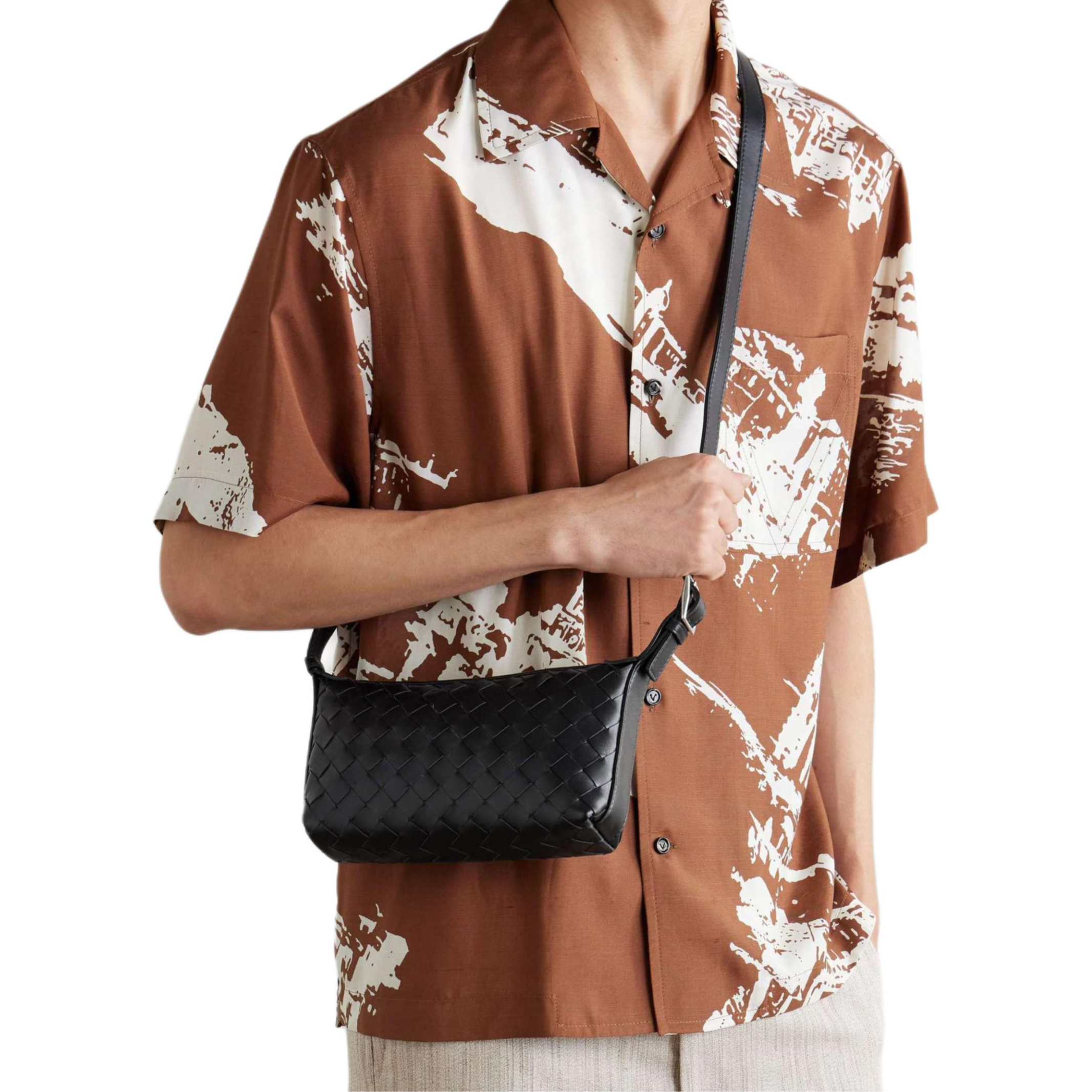 Мужская сумка Bottega Veneta Intrecciato Traveler (черная) — фото 6