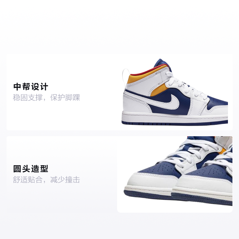 Детские кроссовки Jordan Air Jordan 1 Mid (сине-белые) — Синий / белый — фото 2