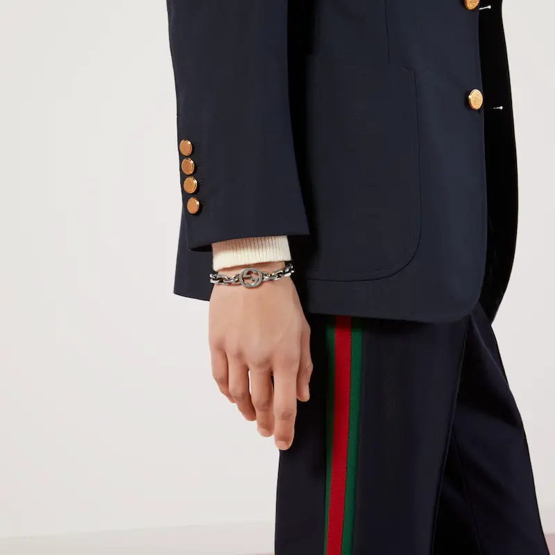 Мужской аксессуар Gucci Interlocking G 925 (серебряный) — фото 11