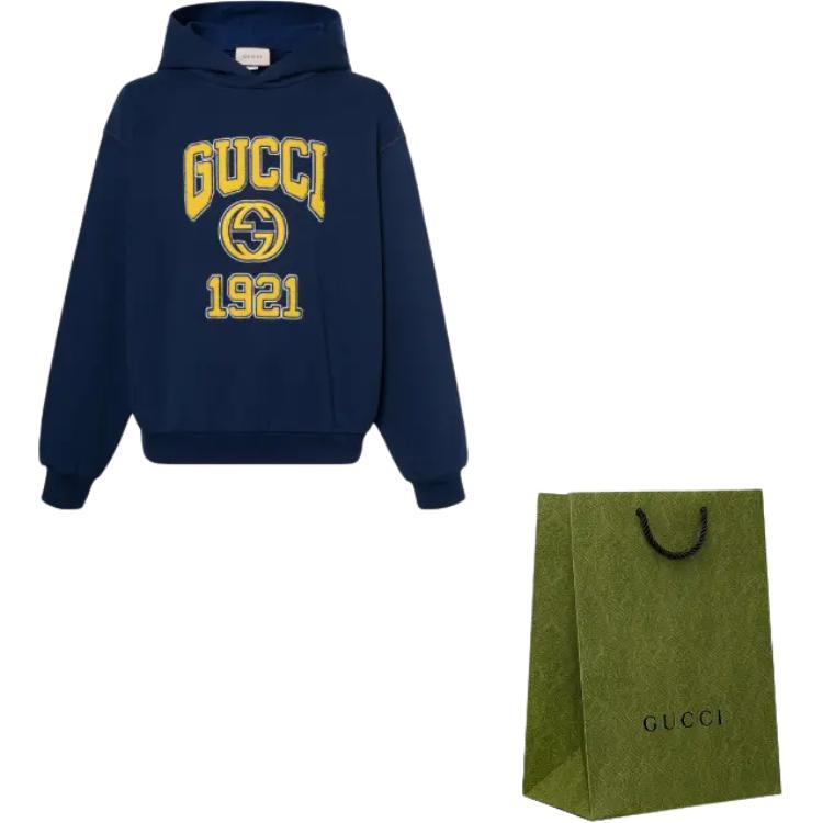 Мужское худи Gucci Logo Print (синее) — фото 10