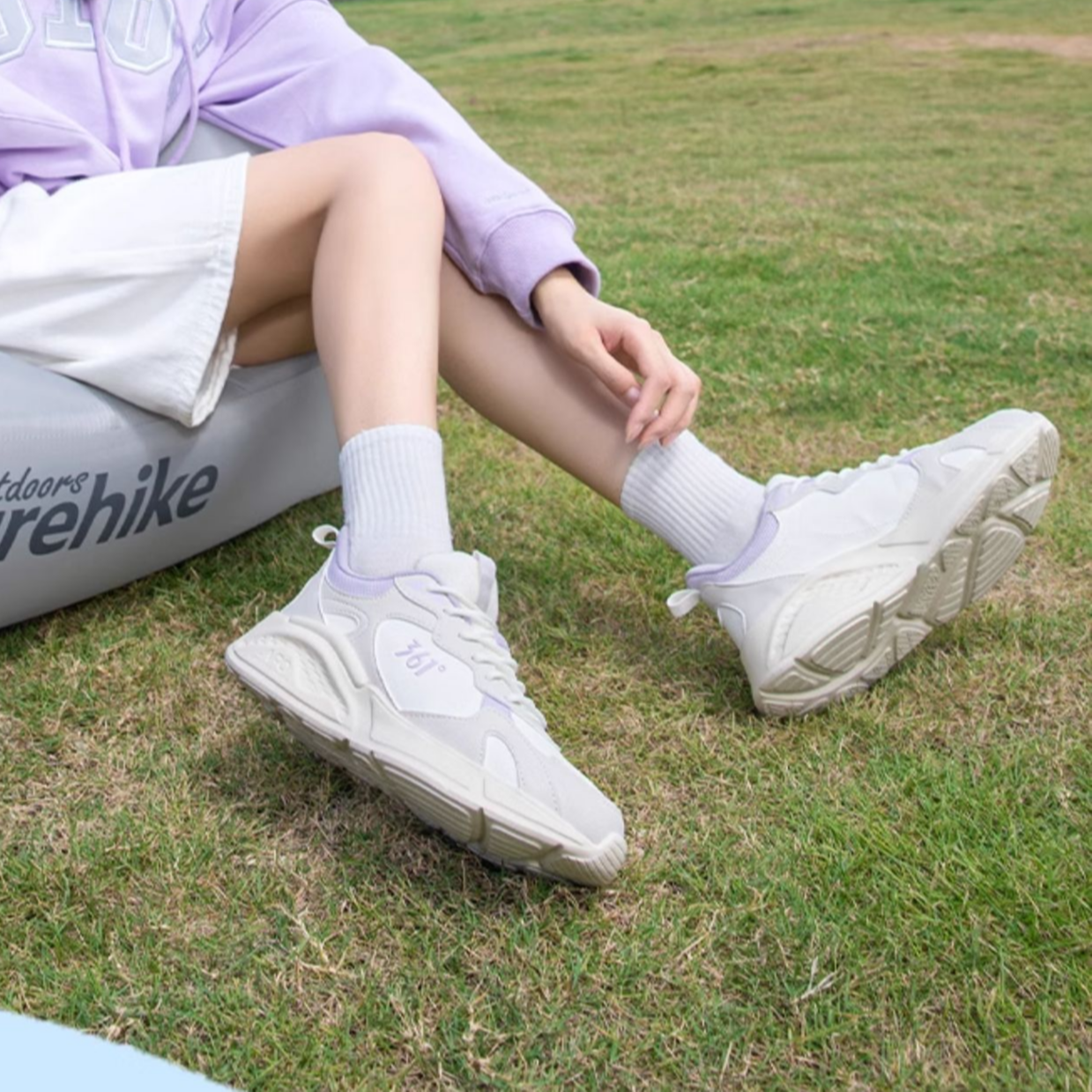 361° Slip Resistant Abrasion Resistant Low top Running Shoes Women’s White Gray Purple