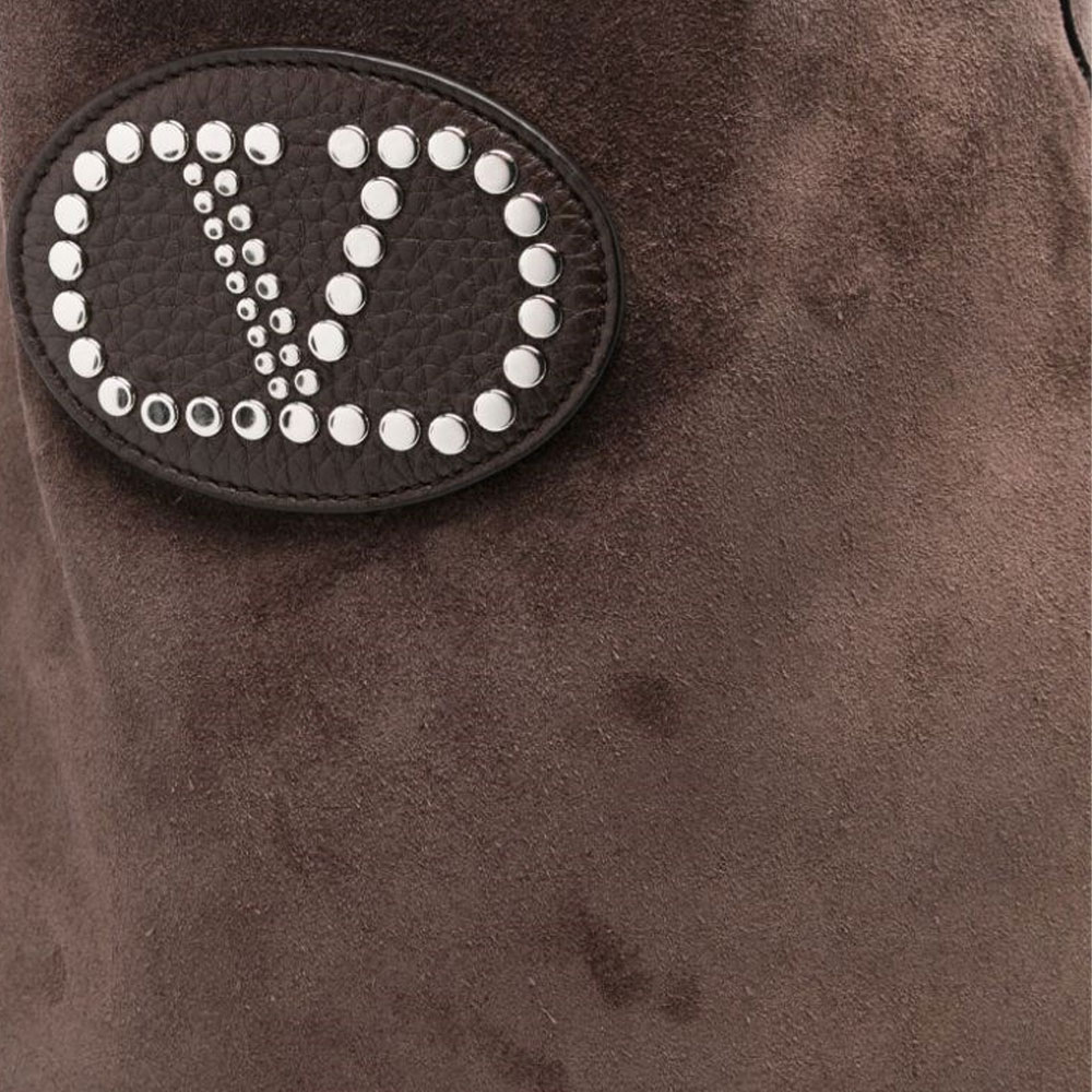 Женская сумка Valentino GARAVANI Logo (серо-коричневая) — фото 4