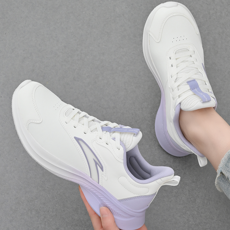 Anta Slip Resistant, Abrasion Resistant, Rebound Low top Casual Running Shoes Women’s White Purple