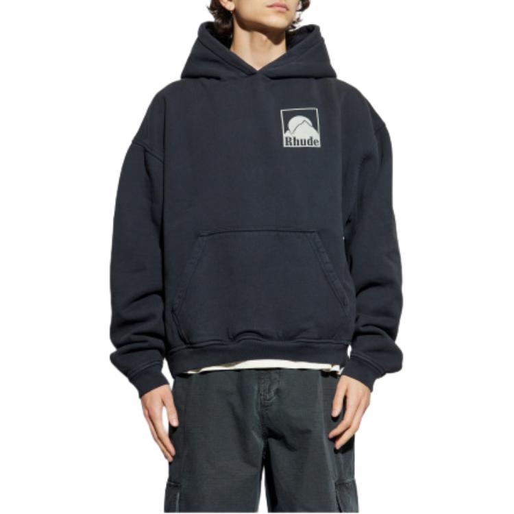 Мужское худи RHUDE Printed Hooded Sweatshirt (черное) — фото 4