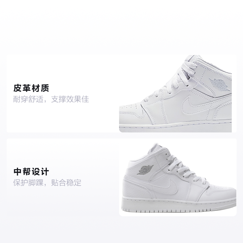 Кроссовки Jordan JordanAir Jordan 1 Mid (белые) — Белый — фото 2