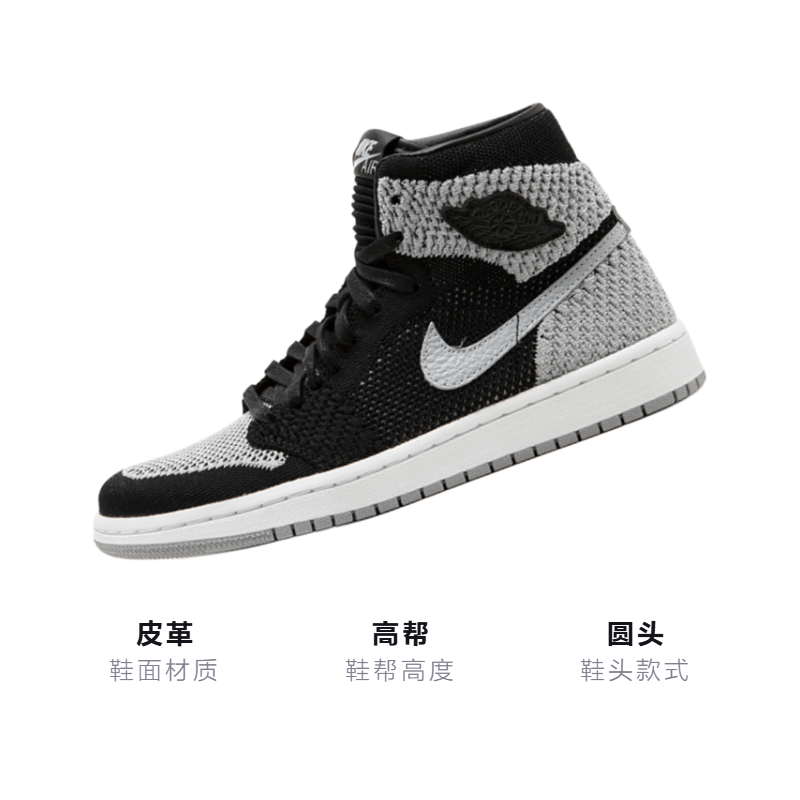 Кроссовки Jordan JordanAir Jordan 1 Retro High Flyknit ShadowGS (черно-серый) — фото 3