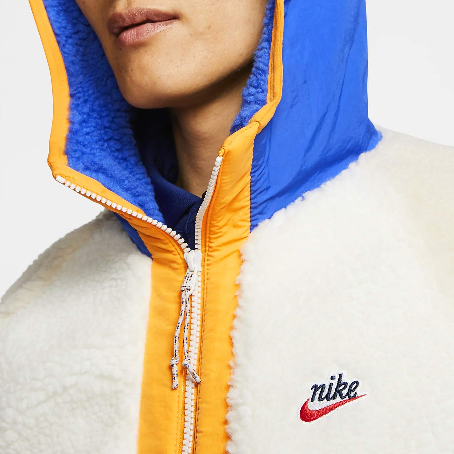 Мужское худи Nike флисовое (сине-белое) — фото 4