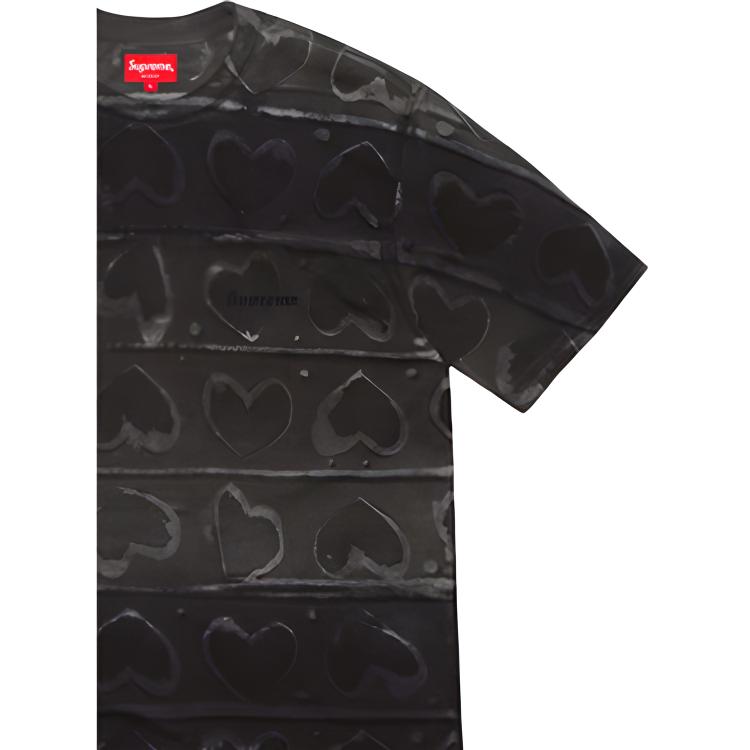 Футболка Supreme FW19 Week 3 Hearts Dyed S/S Top (черно-серая) — фото 2