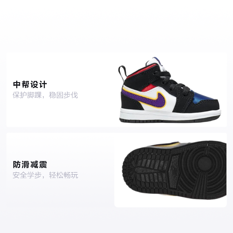 Детские кроссовки Jordan Air Jordan 1 (черныйсинийкрасный) — Чёрныйсинийкрасный — фото 2