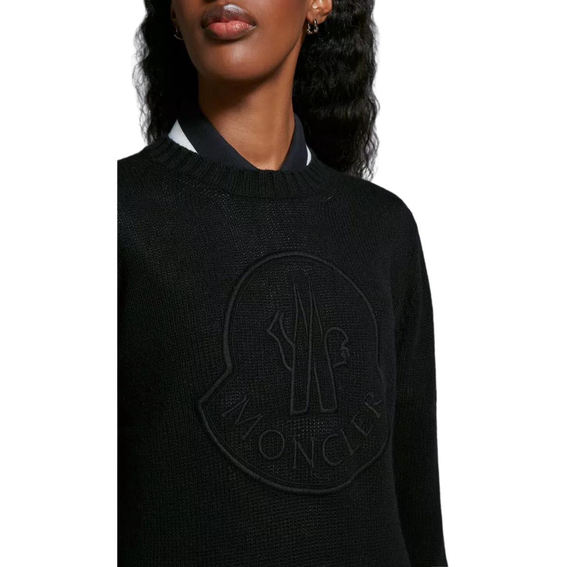 Женские свитер Moncler Embroidered Logo Cashmere Wool Jumper (черный) — фото 2