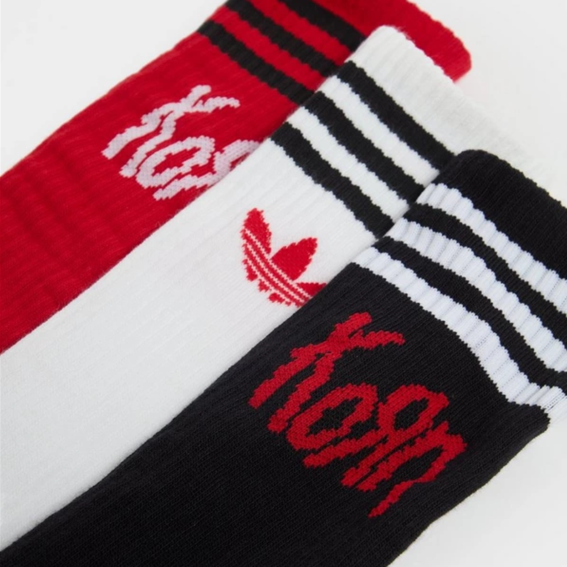 Adidas X KoRn Socks Set Of 3 White/Black/Better Scarlet