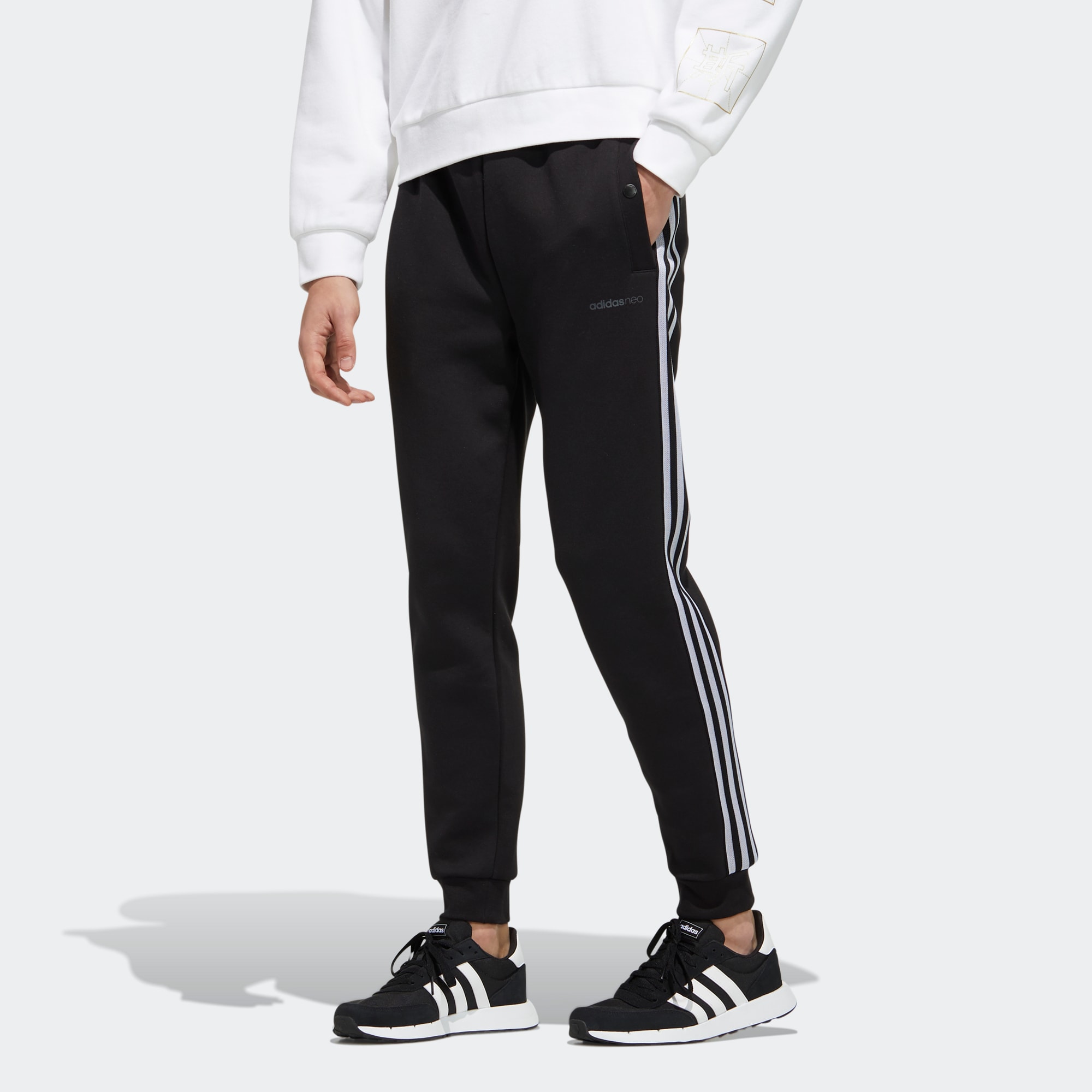 Мужские штаны adidas neo (черные) — фото 3