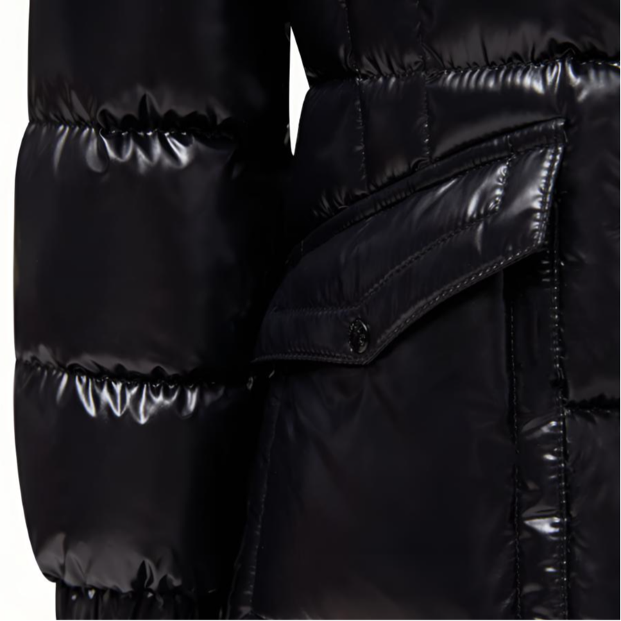 Пуховик Moncler Shearling-Trimmed Hooded Aruna (черный) — фото 3