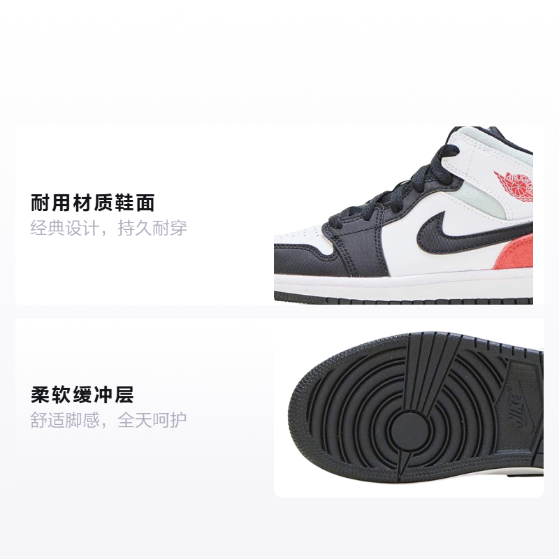 Кроссовки Jordan Air Jordan 1 (красный / белый / черный) — Красный / белый / чёрный — фото 2