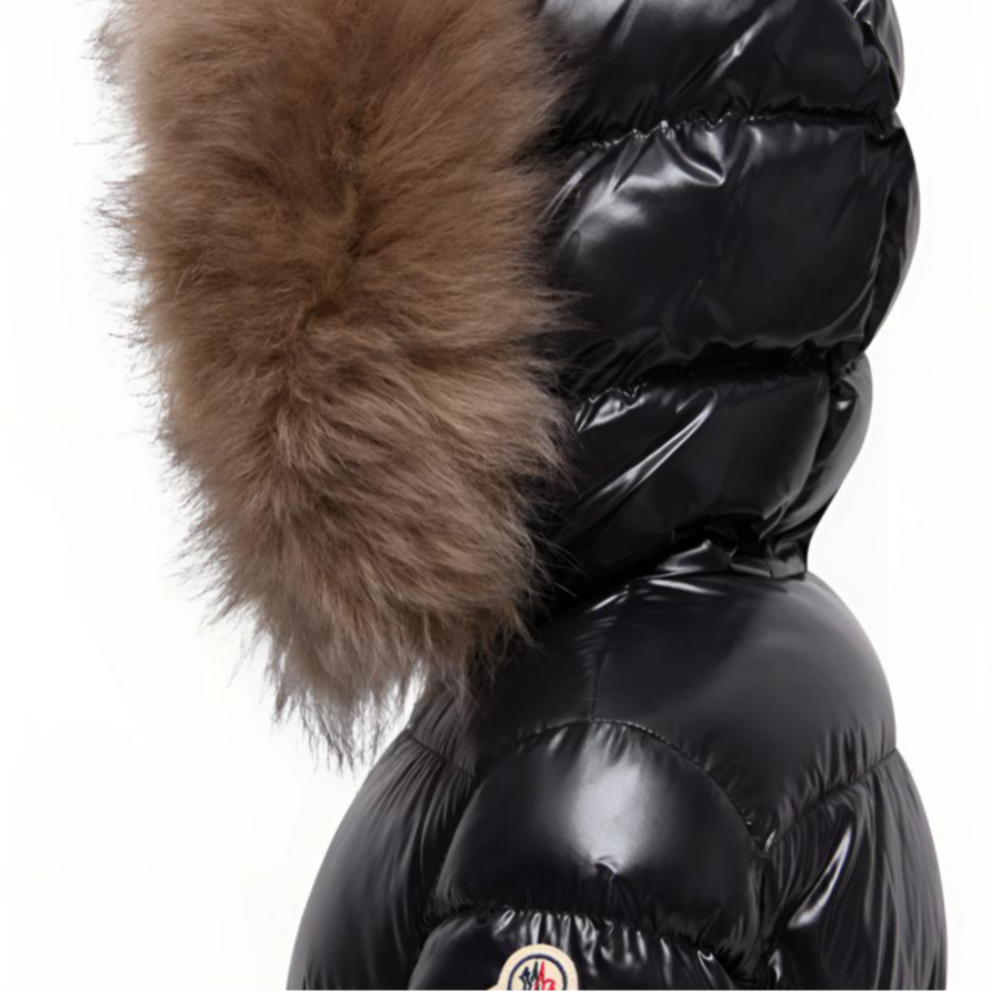 Пуховик Moncler Shearling-Trimmed Hooded Aruna (черный) — фото 4