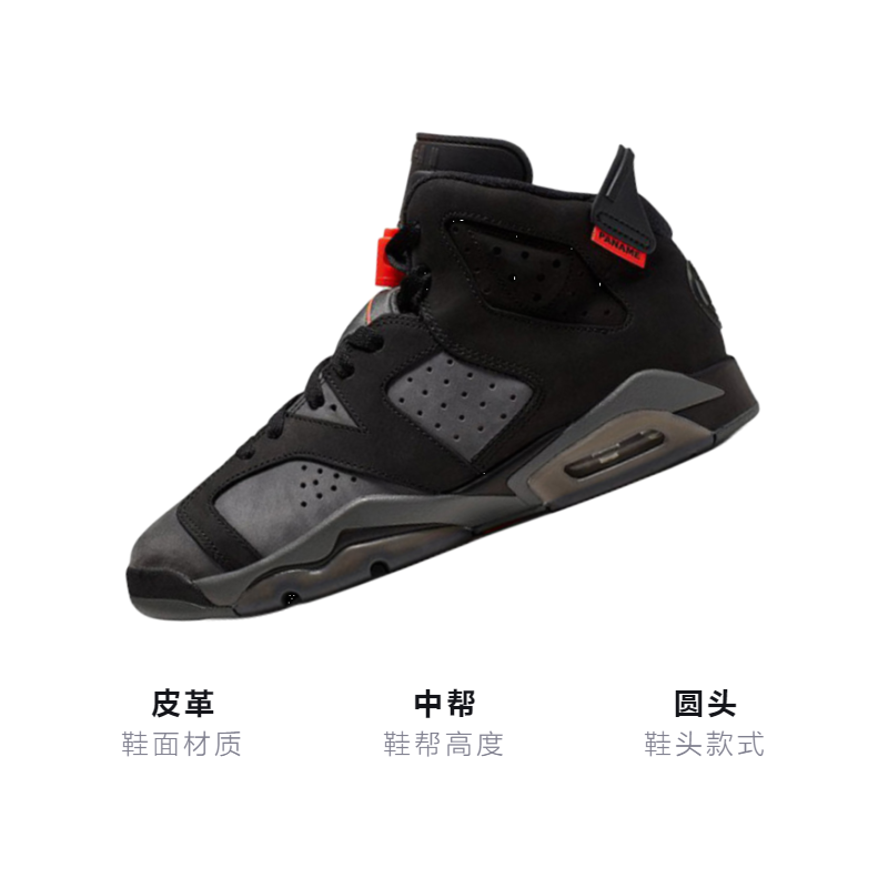 Кроссовки Jordan Air Jordan 6 RETRO PSG GS (серно-черные) — фото 3