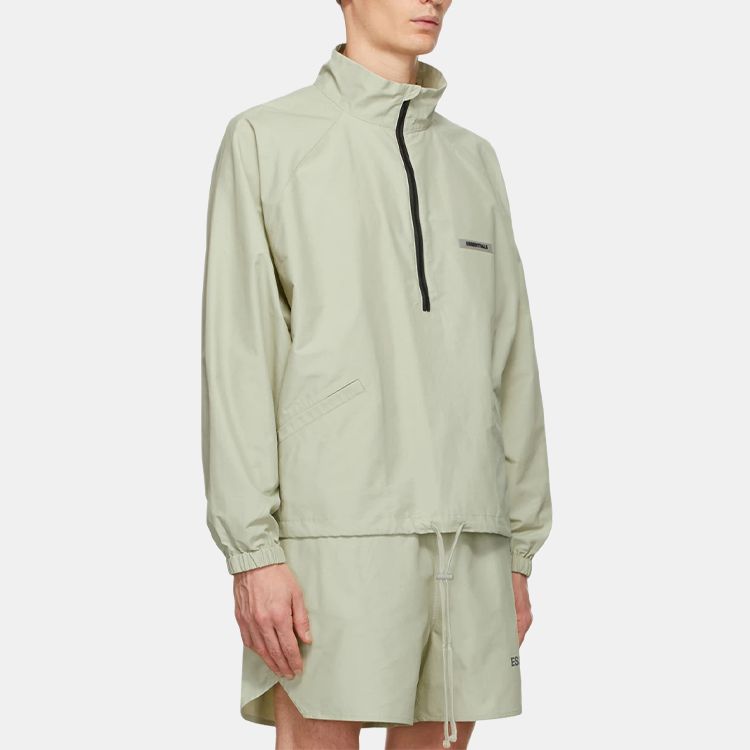 Куртка Fear of God Essentials FW20 Half-Zip Track Jacket Sage Logo (серо-зеленый) — фото 2