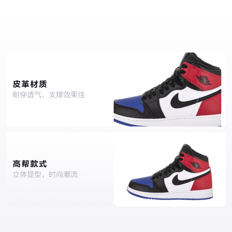 Кроссовки Jordan Air Jordan 1 Retro Top 3 (красно-сине-черные) — 黑/红/皇家 — фото 2