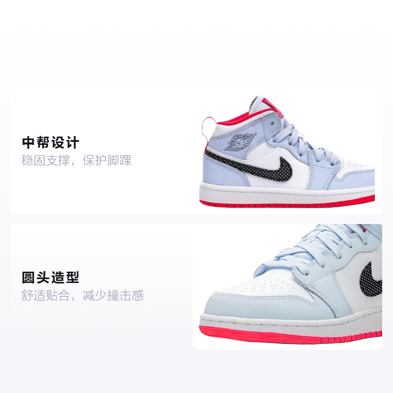 Детские кроссовки Jordan Air Jordan 1 Mid (голубые) — 冰蓝 — фото 2