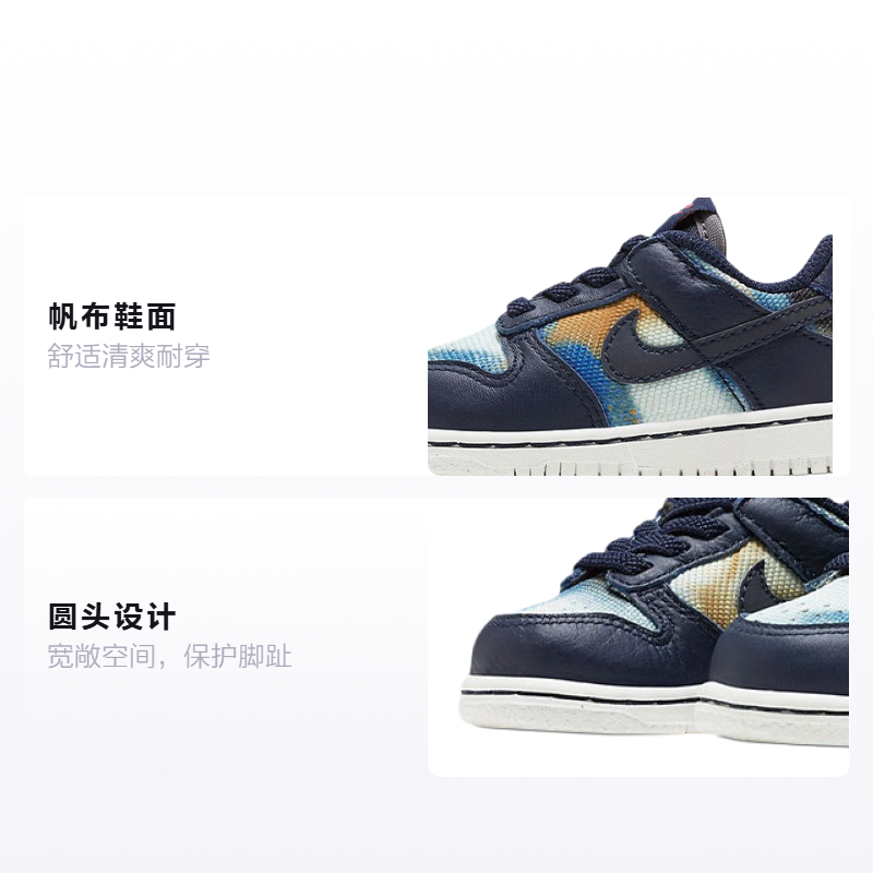 Детские кеды Nike Dunk (черно-синие) — фото 2