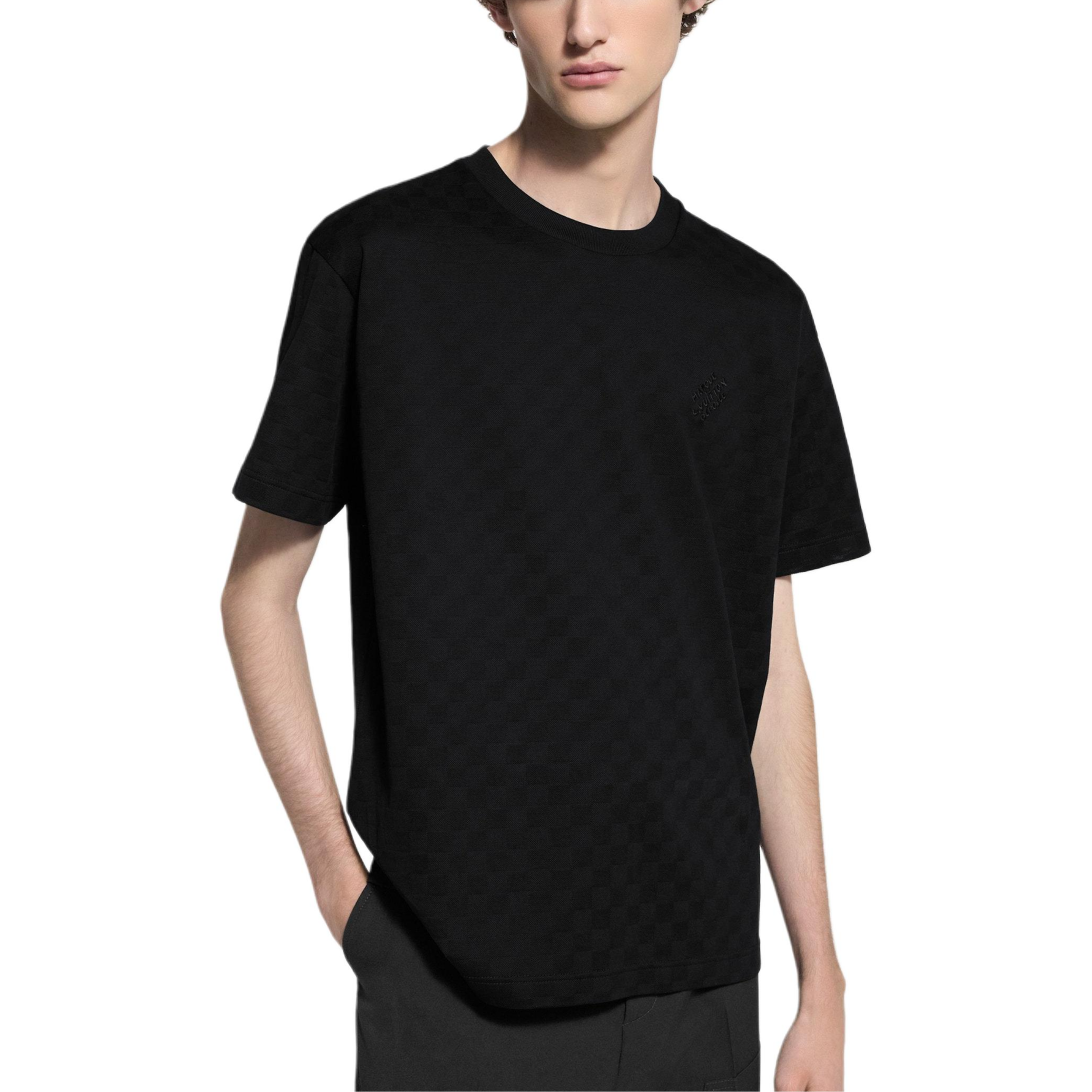 Мужская футболка Louis Vuitton Embroidered Letter Tee (черная) — фото 4
