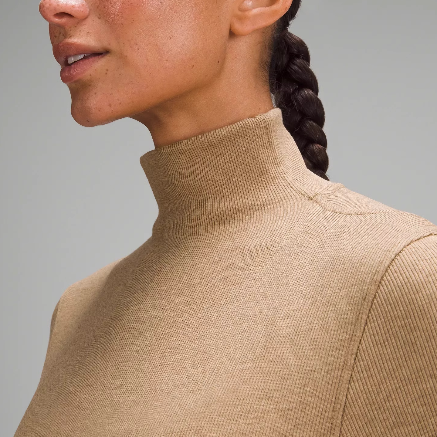 Lululemon Yoga T Shirts Women’s Mixed Color Sweet Black Pepper Turtleneck Moderate