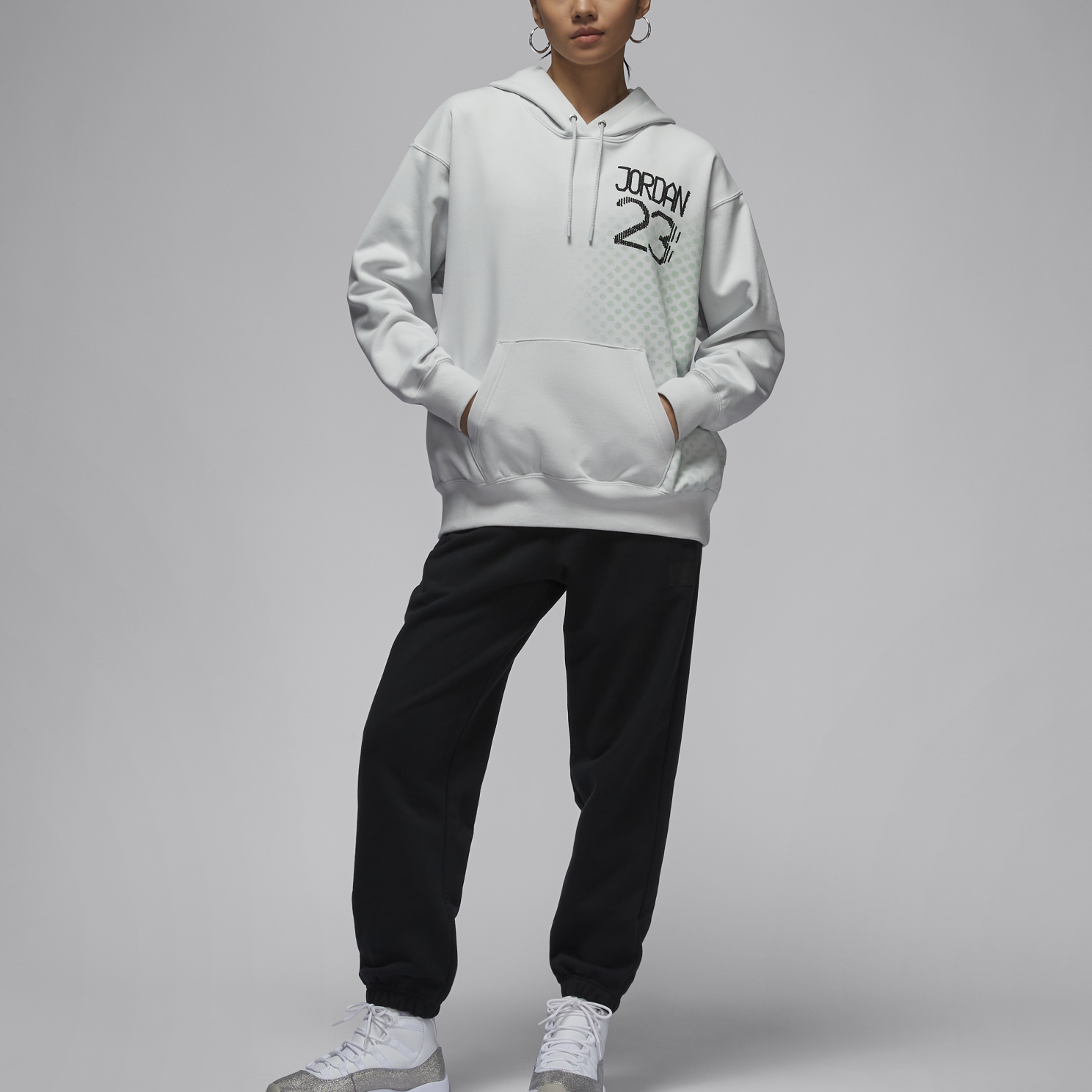 Женские худи Jordan Flight Fleece (светло-серый) — фото 4