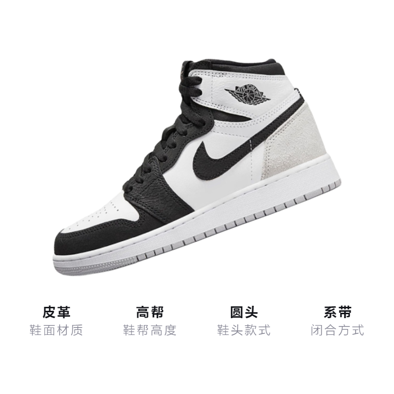 Кроссовки Jordan JordanAir Jordan 1 Retro High OG "Stage Haze" GS (черный / белый) — Чёрный / белый — фото 3