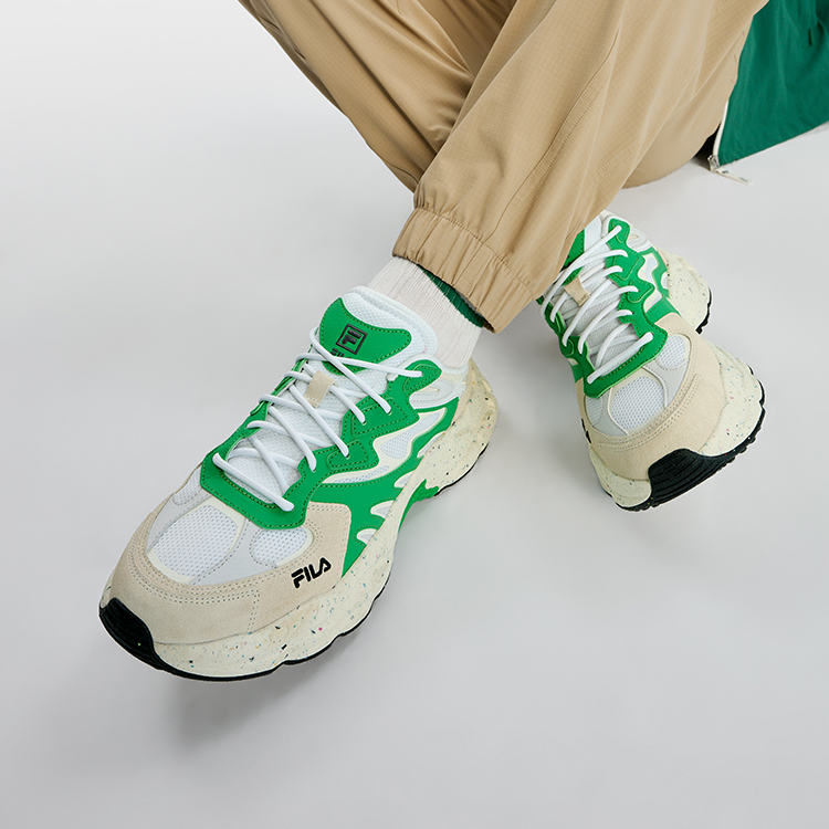 FILA Fern Sneakers Abrasion Resistant Height Increasing Low top Chunky Sneakers Men's FILA White
