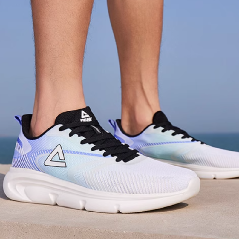 PEAK Cushioning Slip Resistant Abrasion Resistant Low top Running Shoes Men’s White Blue Purple