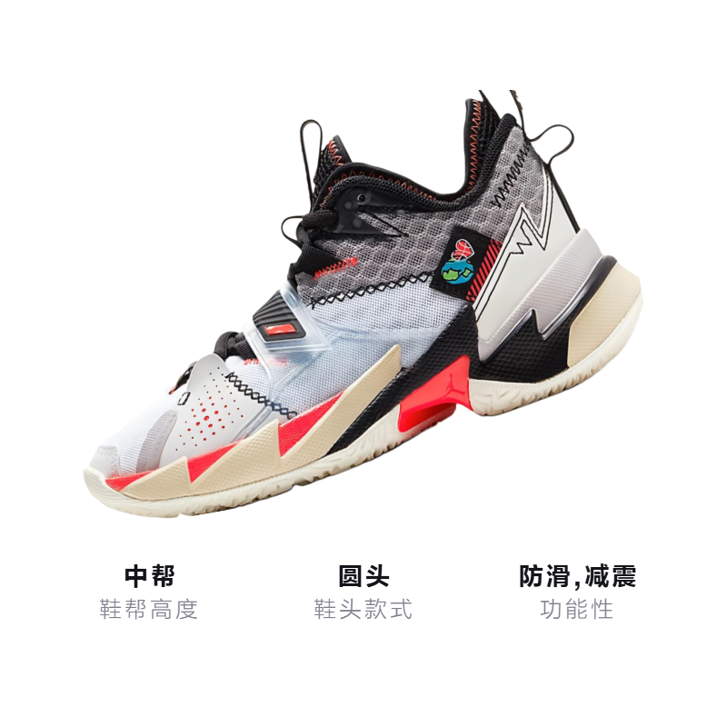 Кроссовки Jordan JordanWhy Not Zer0.3 GS (бело-серые) — 白色/黑/大气灰/亮深红 — фото 3