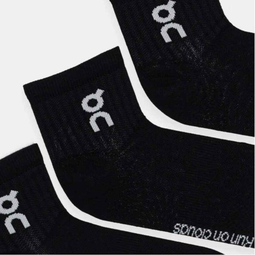 On Logo Sock Mid 3P Crew Socks Unisex 3 Pack Black