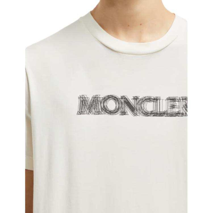 Мужская футболка Moncler White Blurred (белая) — фото 5