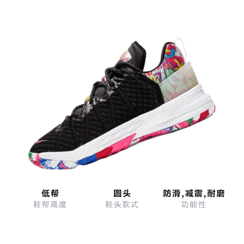Детские кроссовки Nike Lebron 18 James Gang (черно-белый с розовым) — фото 3