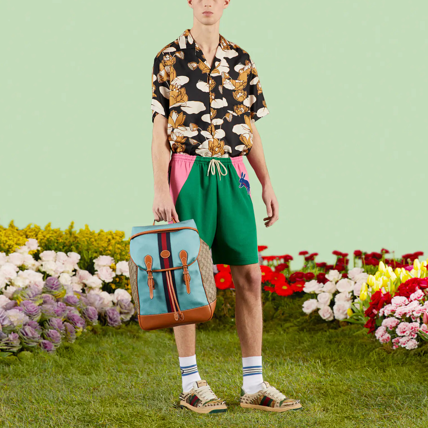 Мужские шорты Gucci SS23 (зеленые) — фото 2