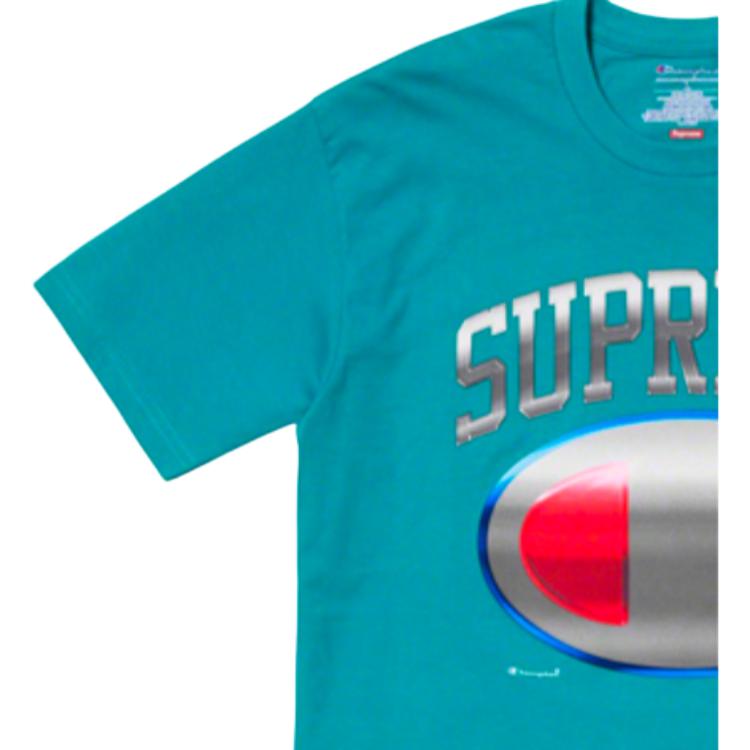 Футболка Supreme × Champion (сине-зеленая) — фото 2