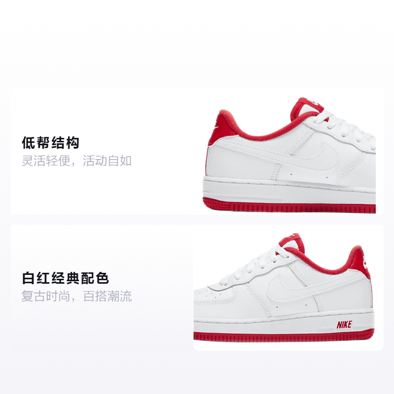 Детские кроссовки Nike Air Force 1 (бело-красные) — фото 2