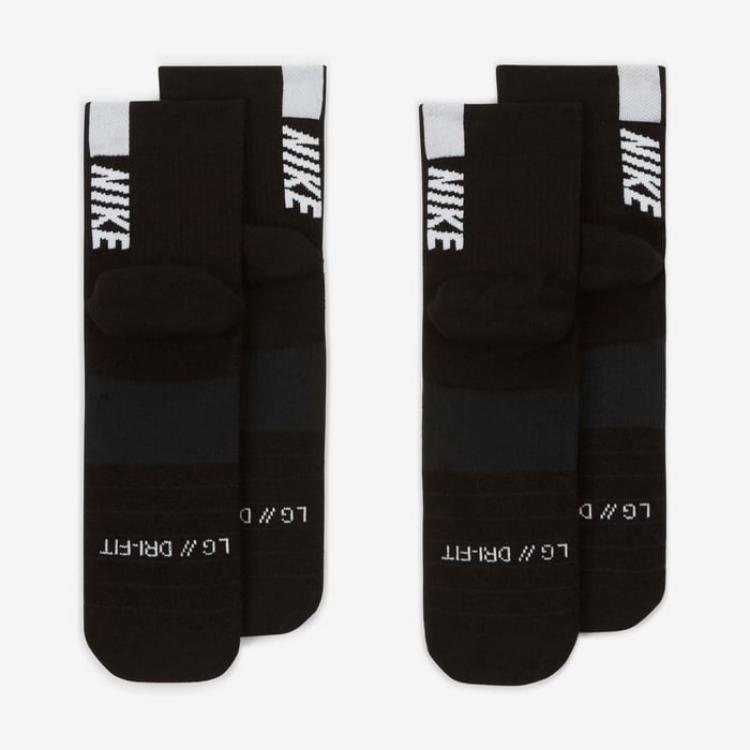 Nike Running Ankle Socks 2 Pair Crew Socks Unisex 2 Pack Black
