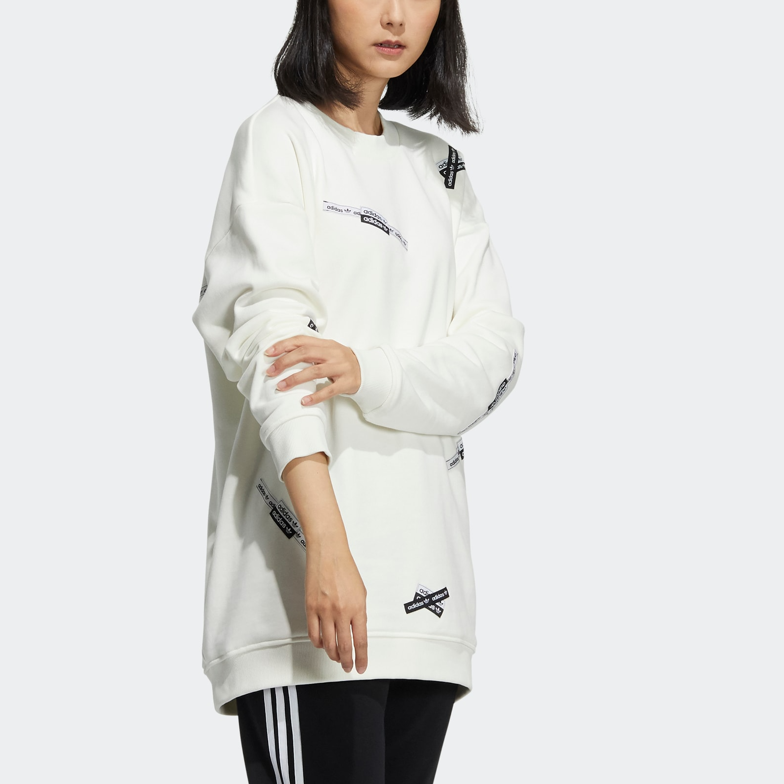 Женская толстовка adidas originals Long Crew (белая) — фото 3