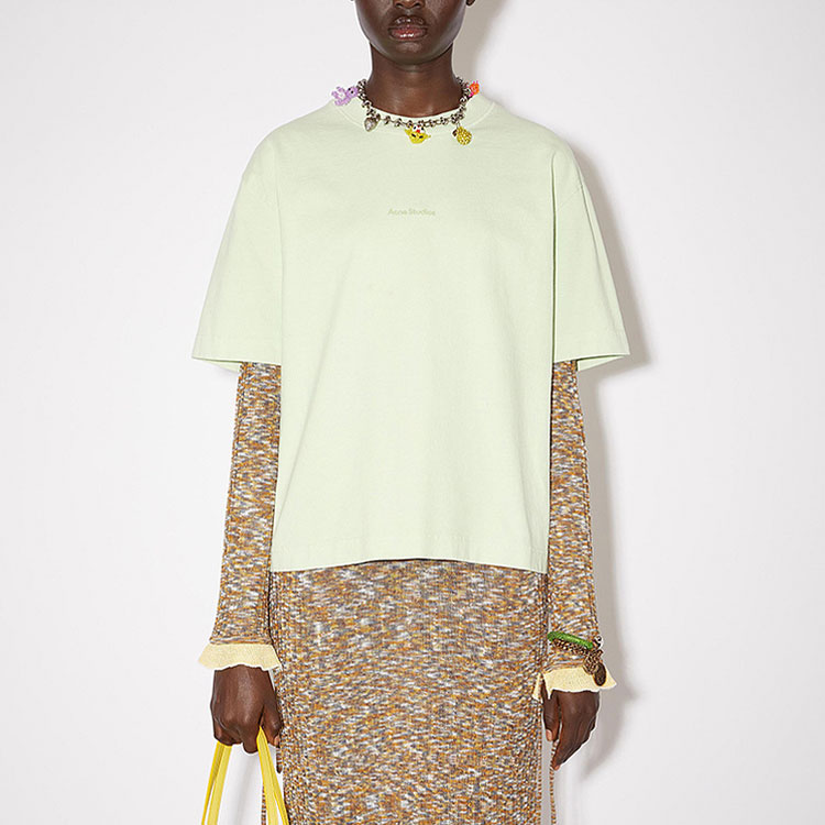 Женская футболка Acne Studios (розовая) — фото 2