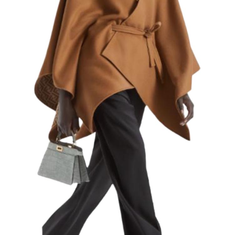 Женская куртка Fendi Накидка-кейп (коричневая) — фото 5
