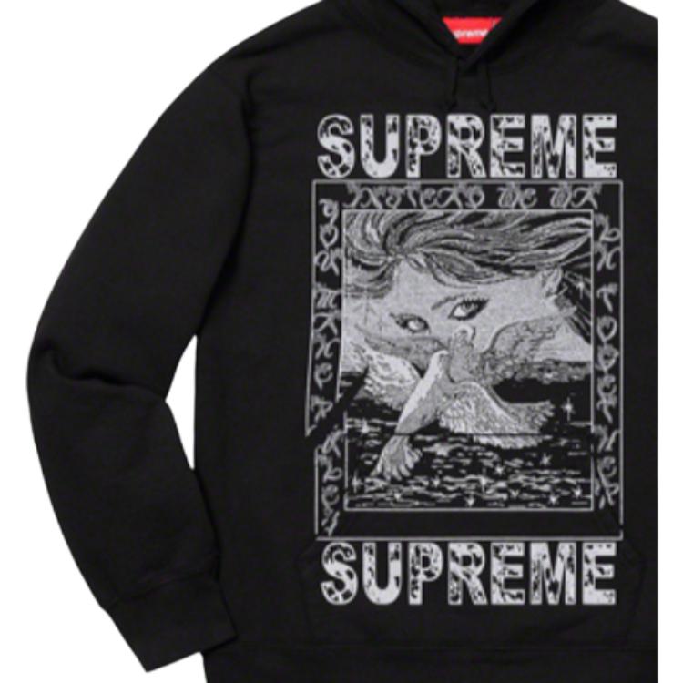Худи Supreme FW19 Week 2 Doves Hooded Sweatshirt (черная) — фото 3