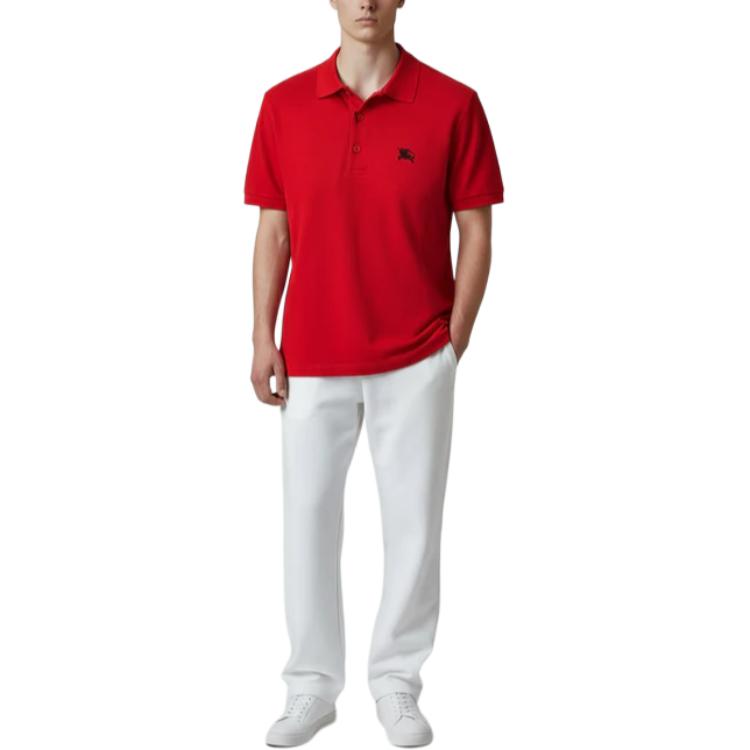 Мужская футболка Burberry Polo Logo (красная) — фото 3