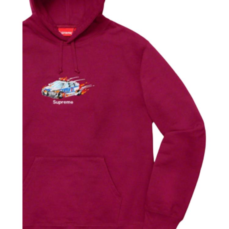 Худи Supreme FW19 Week 5 Cop Car Hooded Sweatshirt (пурпурно-красное) — фото 2