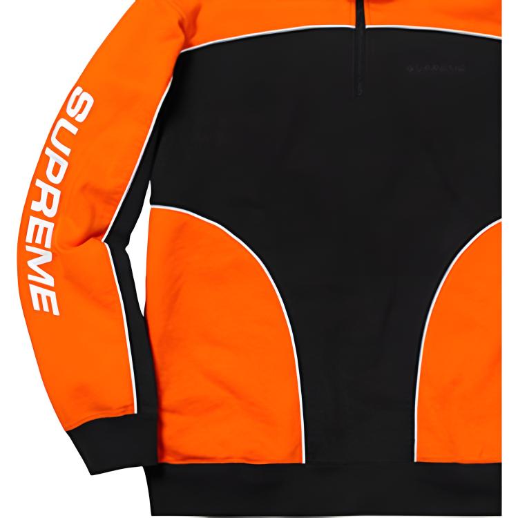 Куртка Supreme FW18 Speedway Half Zip Sweatshirt (черно-оранжевый) — фото 3